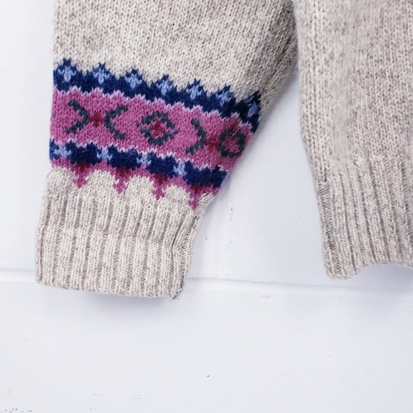 Vintage 1980s Eddie Bauer Fair Isle Nordic Wool Blend Sweater Size Medium - Picture 4 of 9